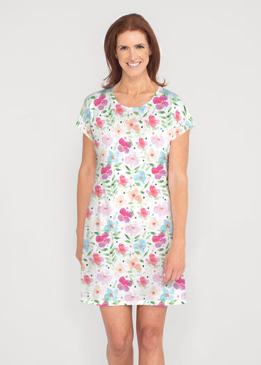 Vibrant Meadow (8026) ~ French Terry Short Sleeve Crew Dress