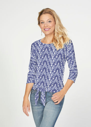 Budding Antlers (8030) ~ French Terry Tie 3/4 Sleeve Top