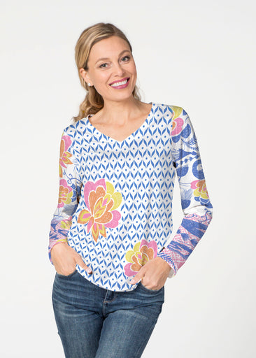 Vintage Blooms (8039) ~ French Terry V-neck Top