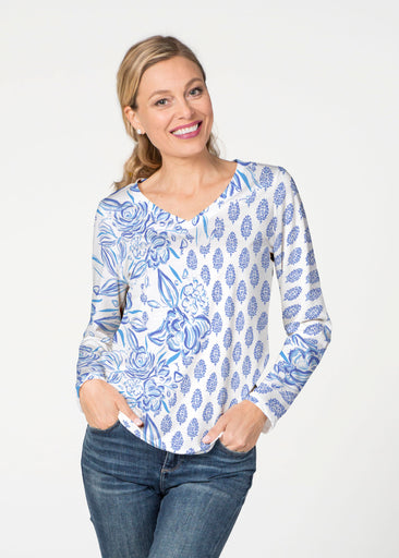 Flora (8041) ~ French Terry V-neck Top