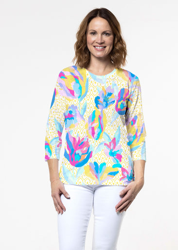 Floral Spades (8048) ~ Signature 3/4 Sleeve Crew Neck Top