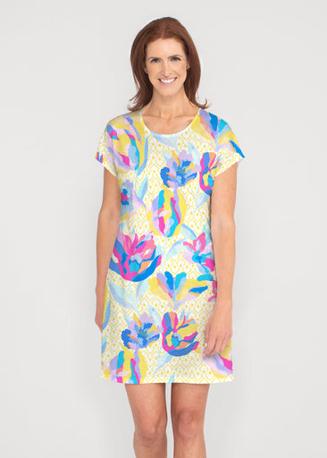 Floral Spades (8048) ~ French Terry Short Sleeve Crew Dress