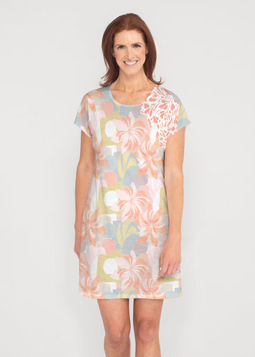 Garden Collage (8049) ~ French Terry Short Sleeve Crew Dress
