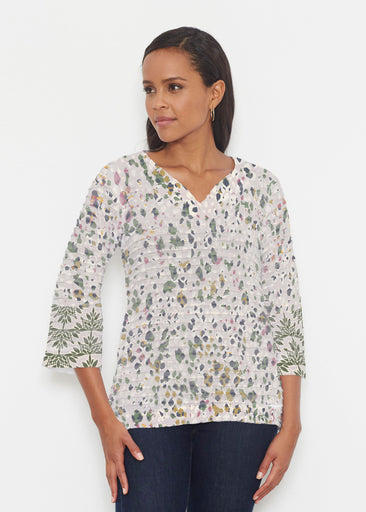 Jazzy Spots (8055) ~ Banded 3/4 Bell-Sleeve V-Neck Tunic