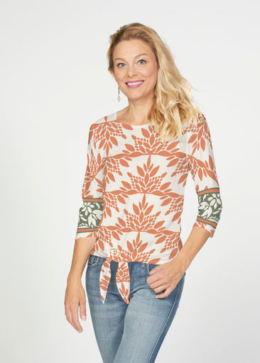 Eccentric Spice (8059) ~ French Terry Tie 3/4 Sleeve Top