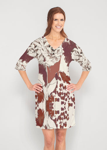 Rusty Rose (8062) ~ Lucy 3/4 Sleeve V-Neck Dress