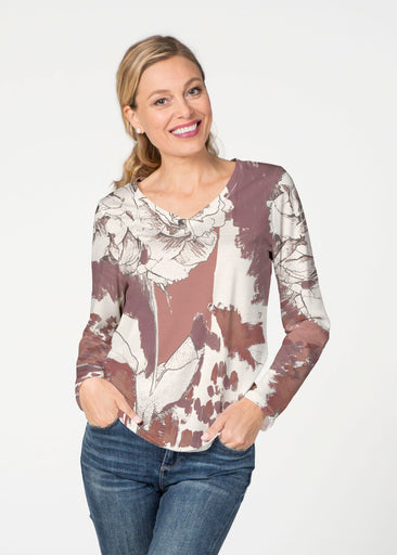 Rusty Rose (8062) ~ French Terry V-neck Top