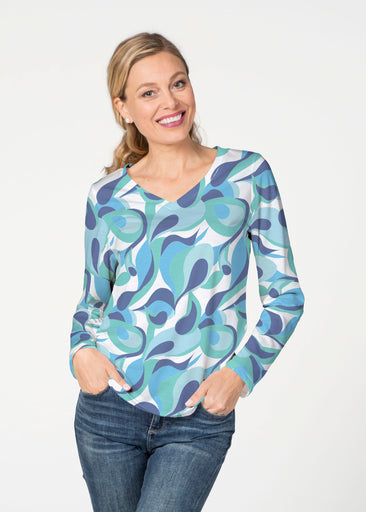 Disco Blue (8067) ~ French Terry V-neck Top