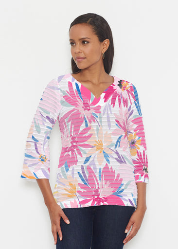 Loves me Loves me Not (8068) ~ Banded 3/4 Bell-Sleeve V-Neck Tunic
