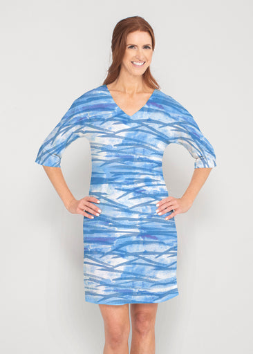 High Tide (8071) ~ Drop Shoulder 3/4 Sleeve V-Neck Dress