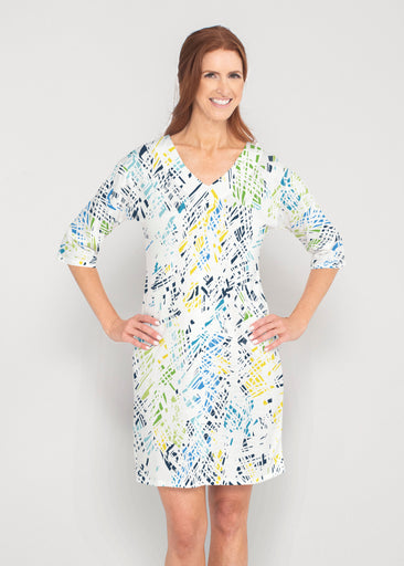 Pixie Blue (8077) ~ Lucy 3/4 Sleeve V-Neck Dress