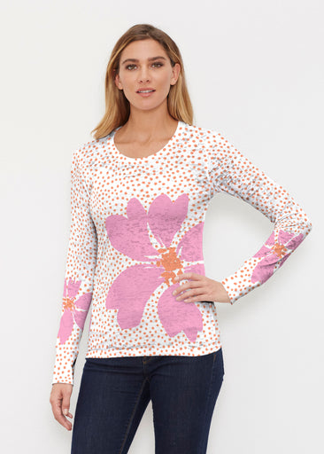 Daisy Dots Pink (8079) ~ Thermal Long Sleeve Crew Shirt