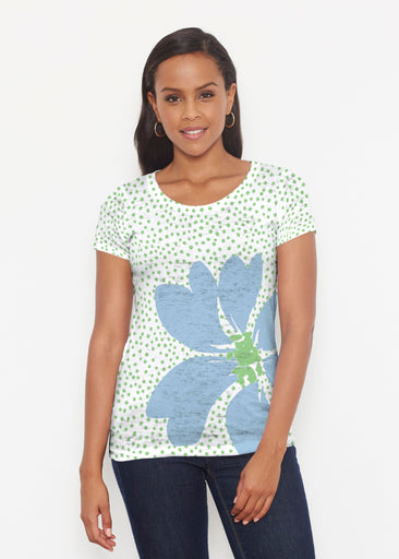 Daisy Dots Blue (8081) ~ Short Sleeve Scoop Shirt