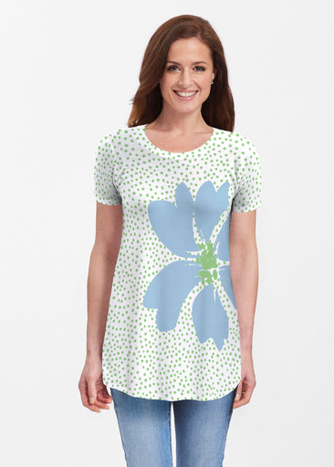 Daisy Dots Blue (8081) ~ Short Sleeve Butterknit tunic