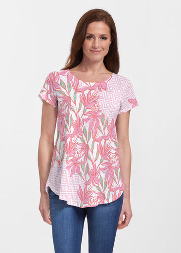 A lot of Lillies (8088) ~ Short Sleeve Scoop Neck Flowy Tunic