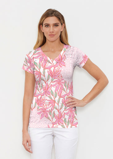 A lot of Lillies (8088) ~ Signature Cap Sleeve V-Neck Shirt