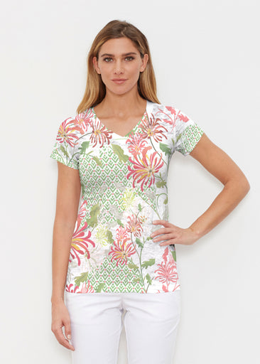 Lucia Green (8089) ~ Signature Cap Sleeve V-Neck Shirt