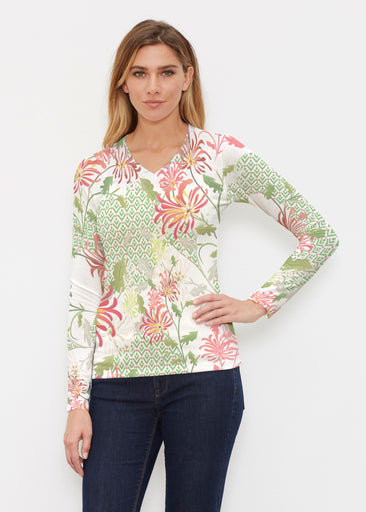 Lucia Green (8089) ~ Butterknit Long Sleeve V-Neck Top