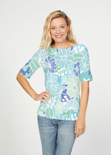 Hawaii Isles (13609) ~ Banded Elbow Sleeve Boat Neck Top