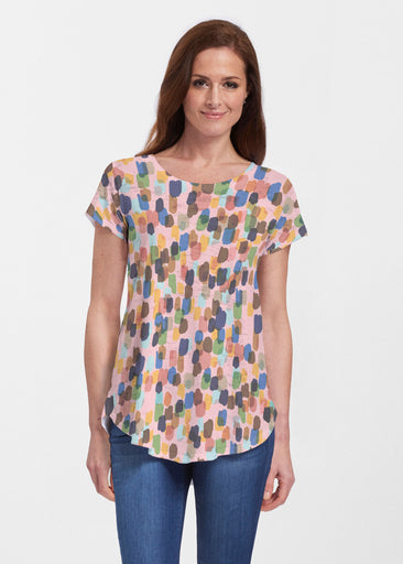 Brushstroke Multi (14293) ~ Short Sleeve Scoop Neck Flowy Tunic