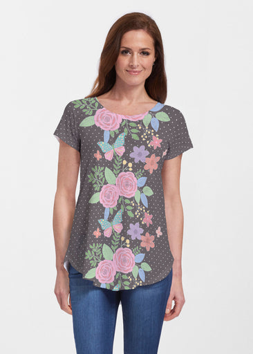 Rosalyn (14298) ~ Short Sleeve Scoop Neck Flowy Tunic