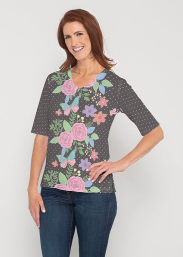 Rosalyn (14298) ~ Signature Elbow Sleeve V-Neck Top