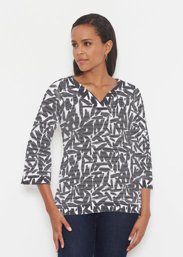 Pick Up Sticks (14300) ~ Banded 3/4 Bell-Sleeve V-Neck Tunic