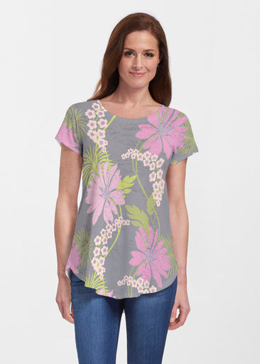 LeeLee (14304) ~ Short Sleeve Scoop Neck Flowy Tunic