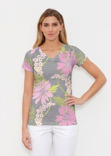 LeeLee (14304) ~ Signature Cap Sleeve V-Neck Shirt