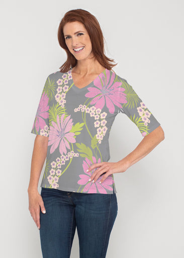 LeeLee (14304) ~ Signature Elbow Sleeve V-Neck Top