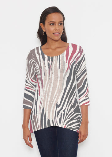 Fruity Stripes Neutral (14305) ~ Katherine Hi-Lo Thermal Tunic