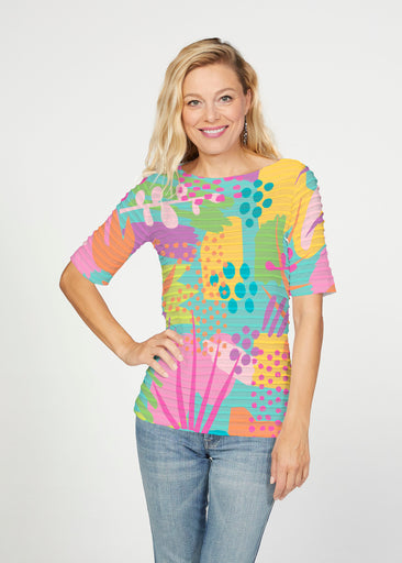 Gloria (14310) ~ Banded Elbow Sleeve Boat Neck Top