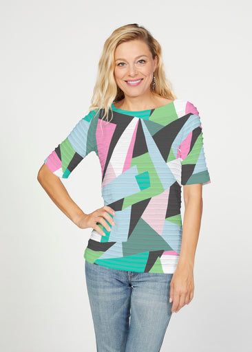 Gems (14314) ~ Banded Elbow Sleeve Boat Neck Top