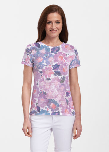 Lilac (16255) ~ Sheer Short Sleeve Crew Shirt