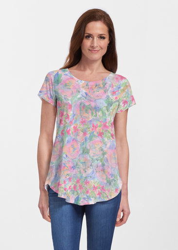 Penelope (17255) ~ Short Sleeve Scoop Neck Flowy Tunic