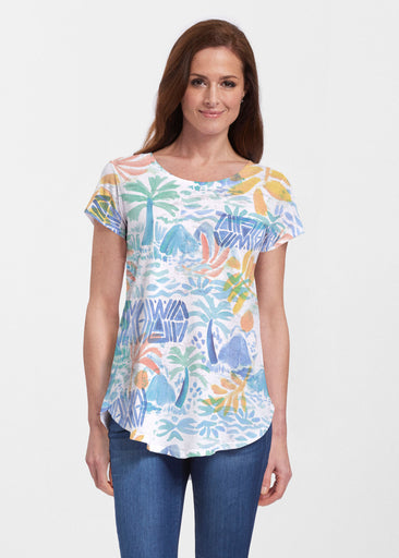 Bahama Mama (17256) ~ Short Sleeve Scoop Neck Flowy Tunic