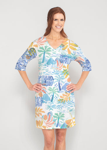 Bahama Mama (17256) ~ Drop Shoulder 3/4 Sleeve V-Neck Dress