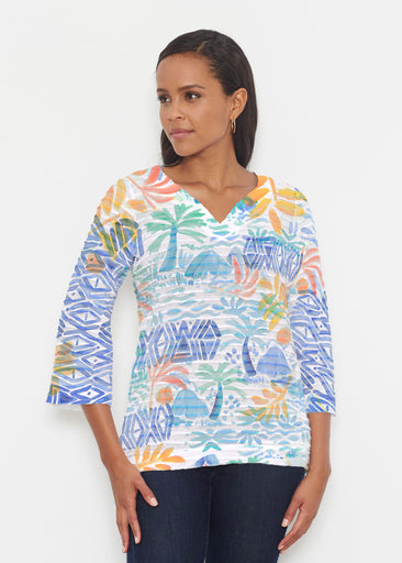 Bahama Mama (17256) ~ Banded 3/4 Bell-Sleeve V-Neck Tunic