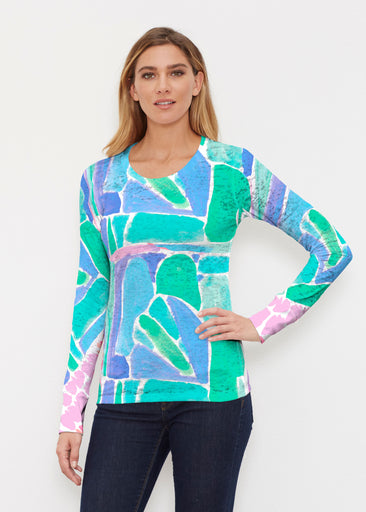 Pebble Walk Blue (17260) ~ Thermal Long Sleeve Crew Shirt