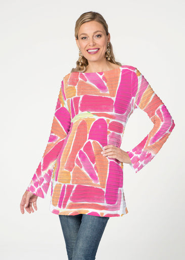 Pebble Walk Orange (17261) ~ Banded Boatneck Tunic