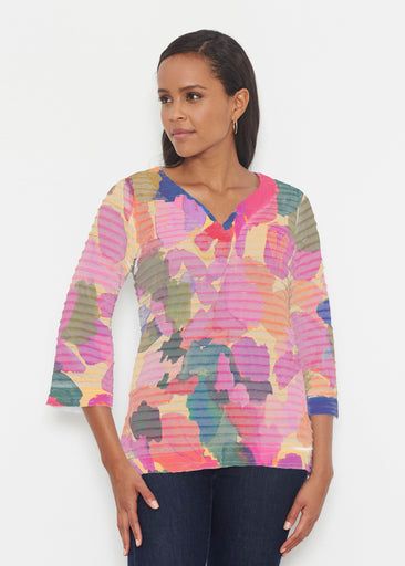 Hopscotch (17269) ~ Banded 3/4 Bell-Sleeve V-Neck Tunic