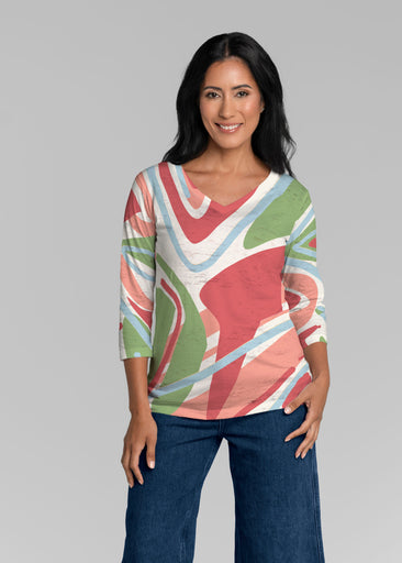 Boomerang (17292) ~ Signature 3/4 Sleeve V-Neck Top
