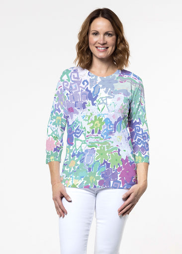 Floral Graffiti (19210) ~ Signature 3/4 Sleeve Crew Neck Top