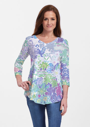 Floral Graffiti (19210) ~ V-neck Flowy Tunic