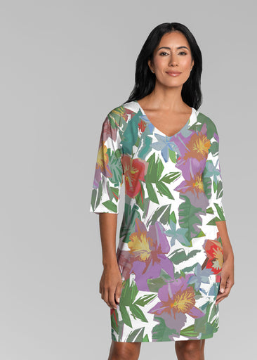 Hibiscus Island (19212) ~ Lucy 3/4 Sleeve V-Neck Dress