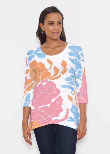 Lotus Pink/Orange (23058) ~ Katherine Hi-Lo Thermal Tunic