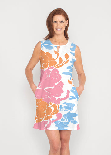 Lotus Pink/Orange (23058) ~ French Terry Keyhole Sleeveless Dress