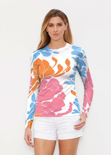 Lotus Pink/Orange (23058) ~ Long Sleeve Rash Guard