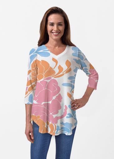 Lotus Pink/Orange (23058) ~ Butterknit V-neck Flowy Tunic