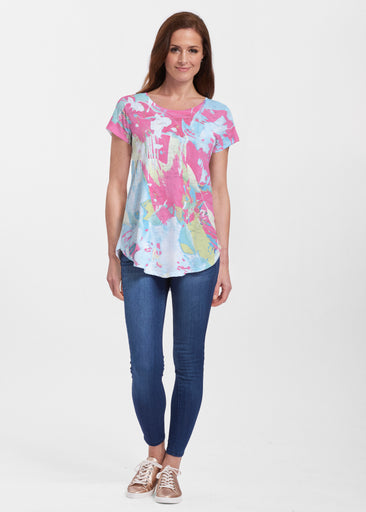 Miami Splash (26001) ~ Short Sleeve Scoop Neck Flowy Tunic